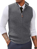 Men's Sweater Vest Slim Fit Twill Textured Full Zip - Casual Layering