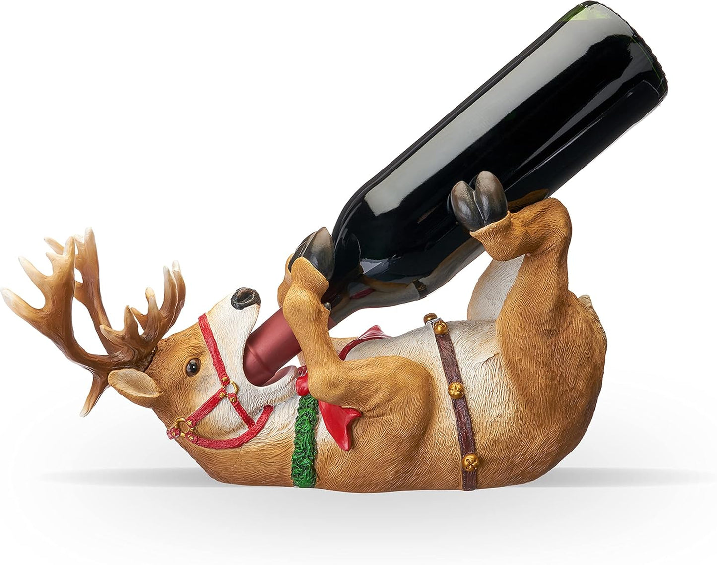 True Reindeer Polyresin Wine Bottle Holder for Festive Decor