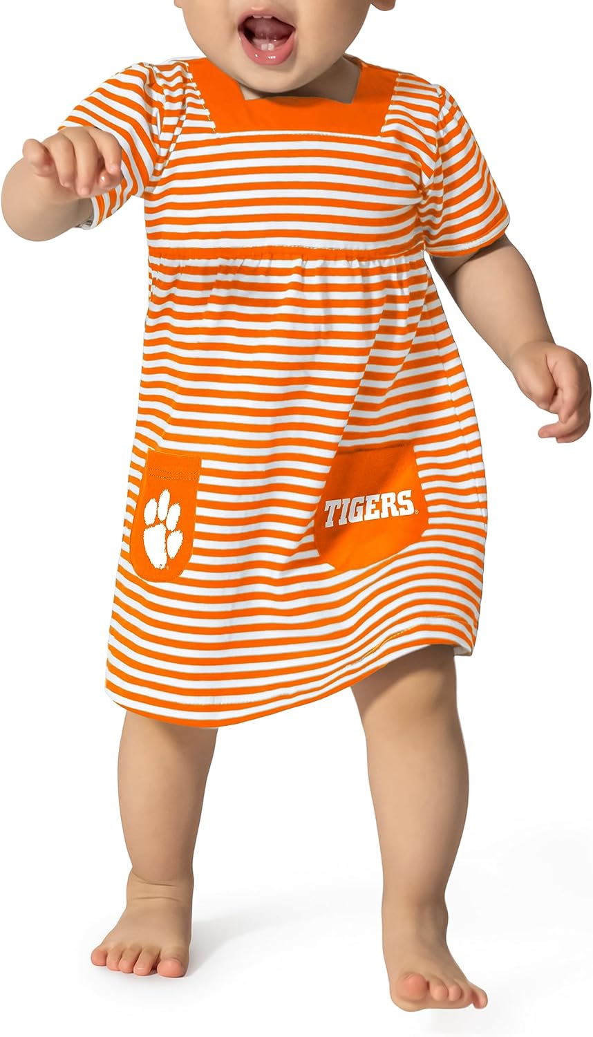 NCAA Infant Girls Striped Dress with Pockets - 100% Cotton