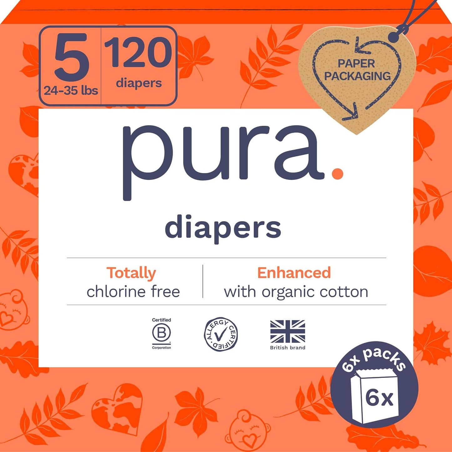 Pura Size 5 Eco-Friendly Diapers for Sensitive Baby Skin