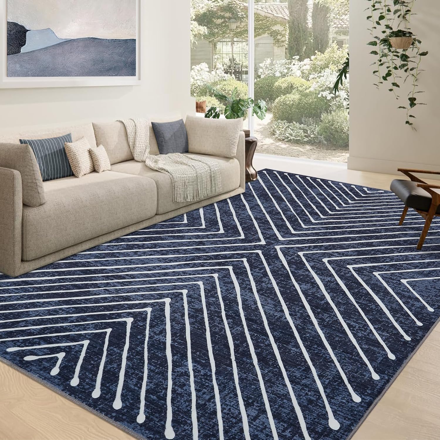 Geometric Area Rug 9x12 for Living Room and Bedroom Decor