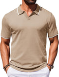 Mens Polo Shirt Short Sleeve Classic Contrast Collar - Casual Knit