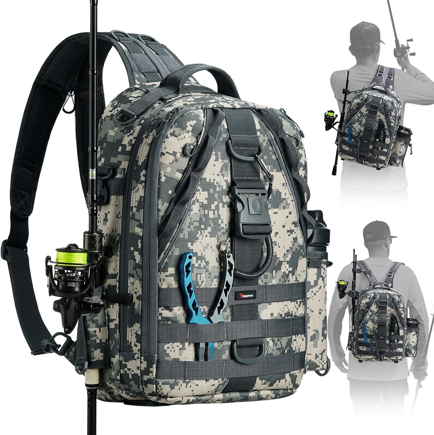 Piscifun Fishing Backpack with Rod Holder for Outdoor Adventures