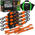 Retractable Ratchet Straps 2 in x 10 ft 4-Pack - Heavy Duty Tie Downs