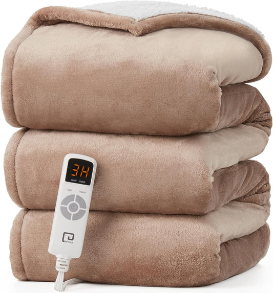 EHEYCIGA Heated Blanket Electric Blanket Twin - Cozy Sherpa Warmth