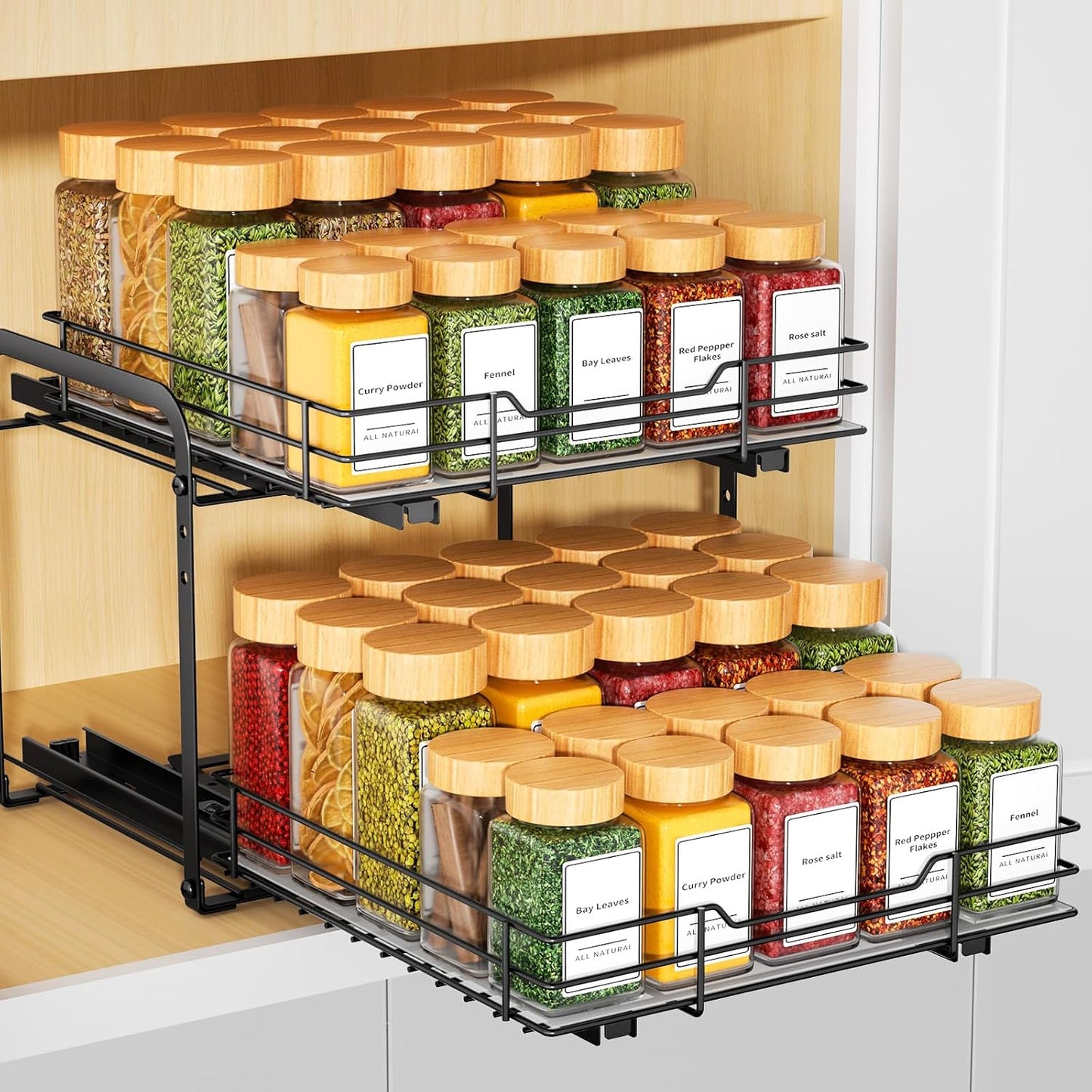 RCHYFEED Spice Organization for Cabinet - 2 Tier Rack System