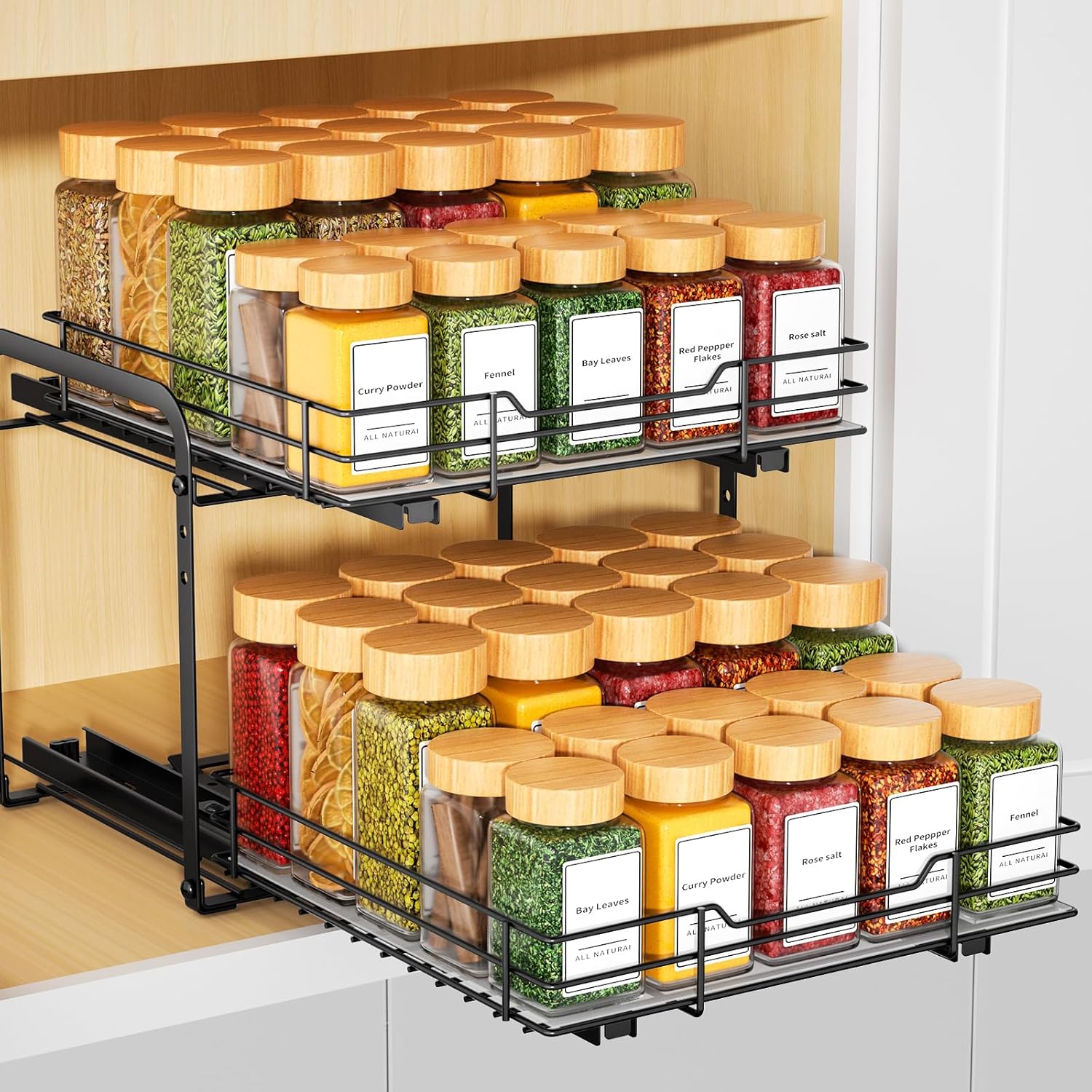 RCHYFEED Spice Organization for Cabinet - 2 Tier Rack System