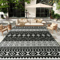 WILDROOTS 6x9 ft Black and White Outdoor Rug - Portable Reversible