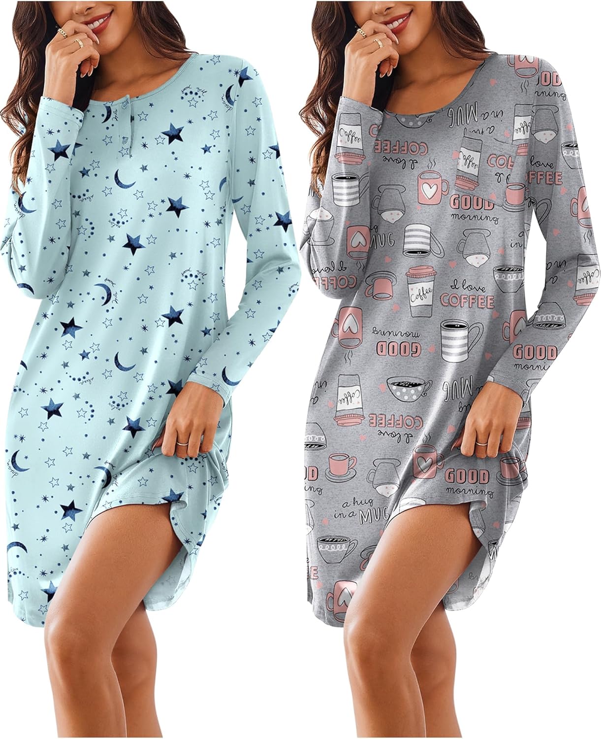 Ekouaer Women's Sleepshirt Dress: Comfortable Nightgown Set