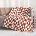 LOMAO Flannel Throw Blanket with Checkerboard Grid Pattern - Luxurious