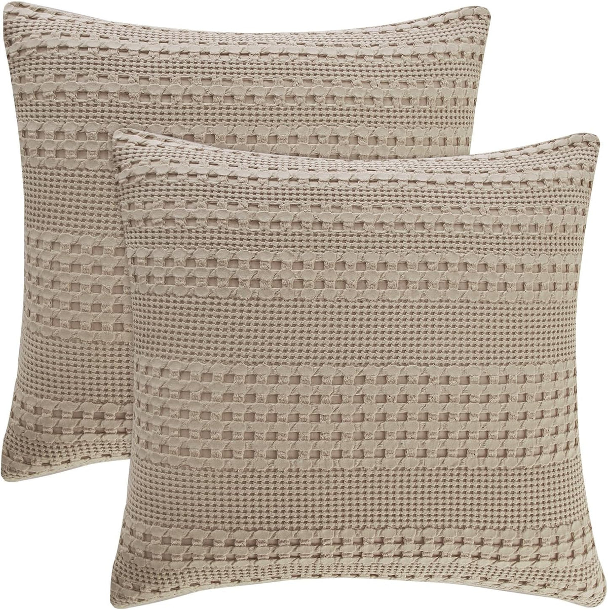 PHF 100% Cotton Waffle Weave Euro Sham Covers for Elegant Decor