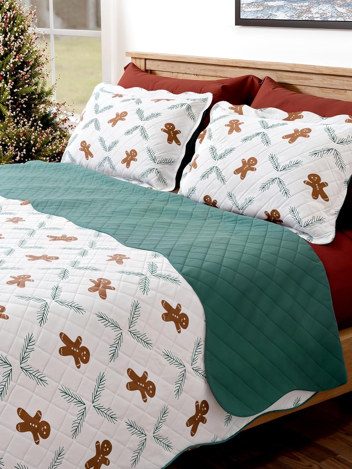 Christmas Quilt Set Full/Queen Size - Lightweight Comforter
