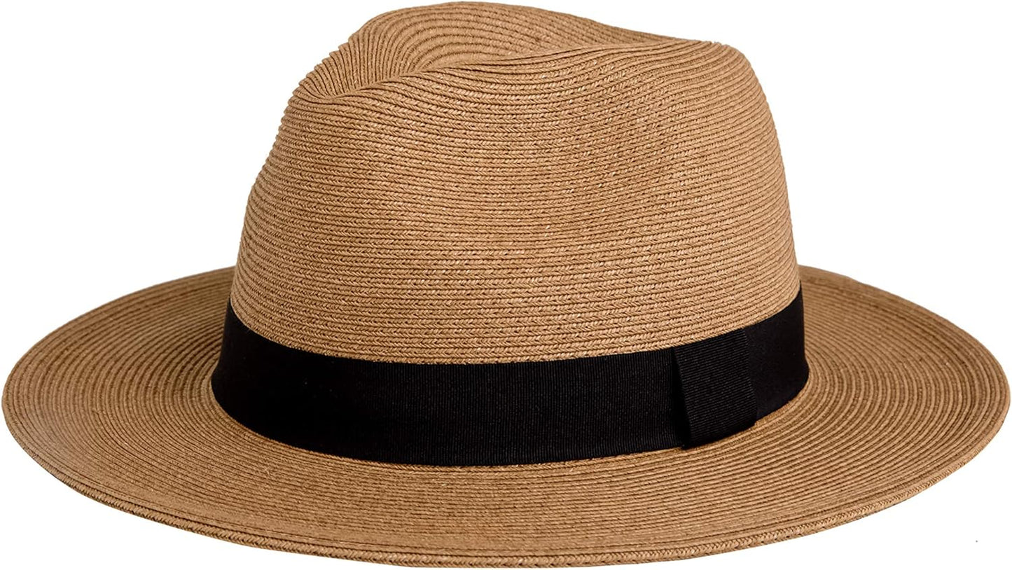 Pineapple&Star Sun Straw Fedora Beach Hat with UPF 50+ Protection