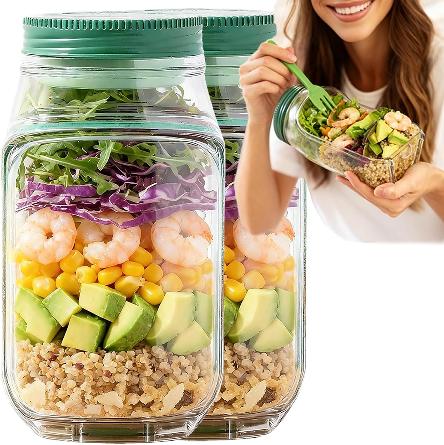 TOPMELON Portable Salad Pod Jar for Fresh Organized Meals