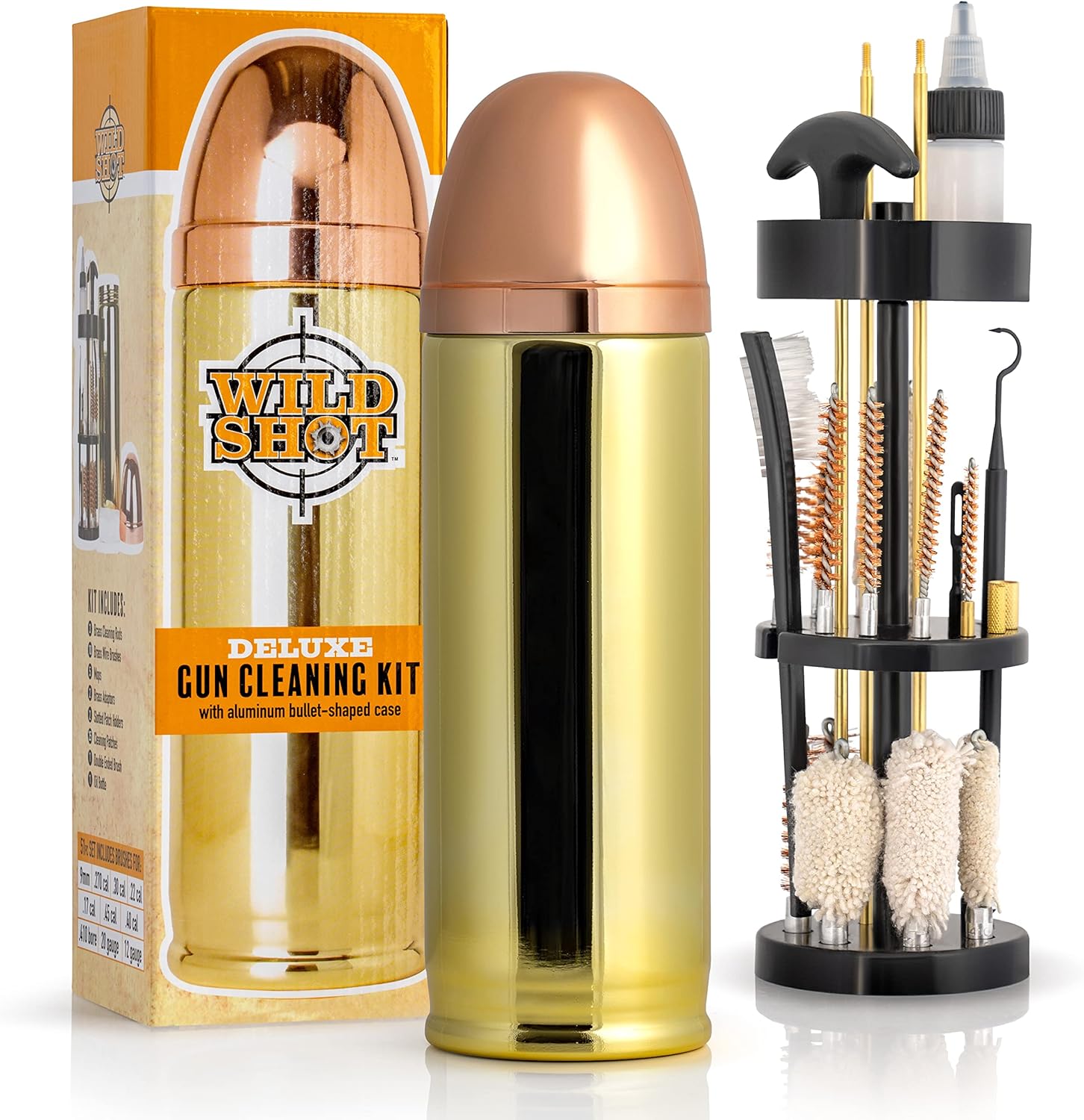 Deluxe Gun Cleaning Kit with Bullet-Shaped Case for Firearms