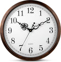 Large Wall Clock 18 in Silent Non Ticking Quartz - Classic Brown