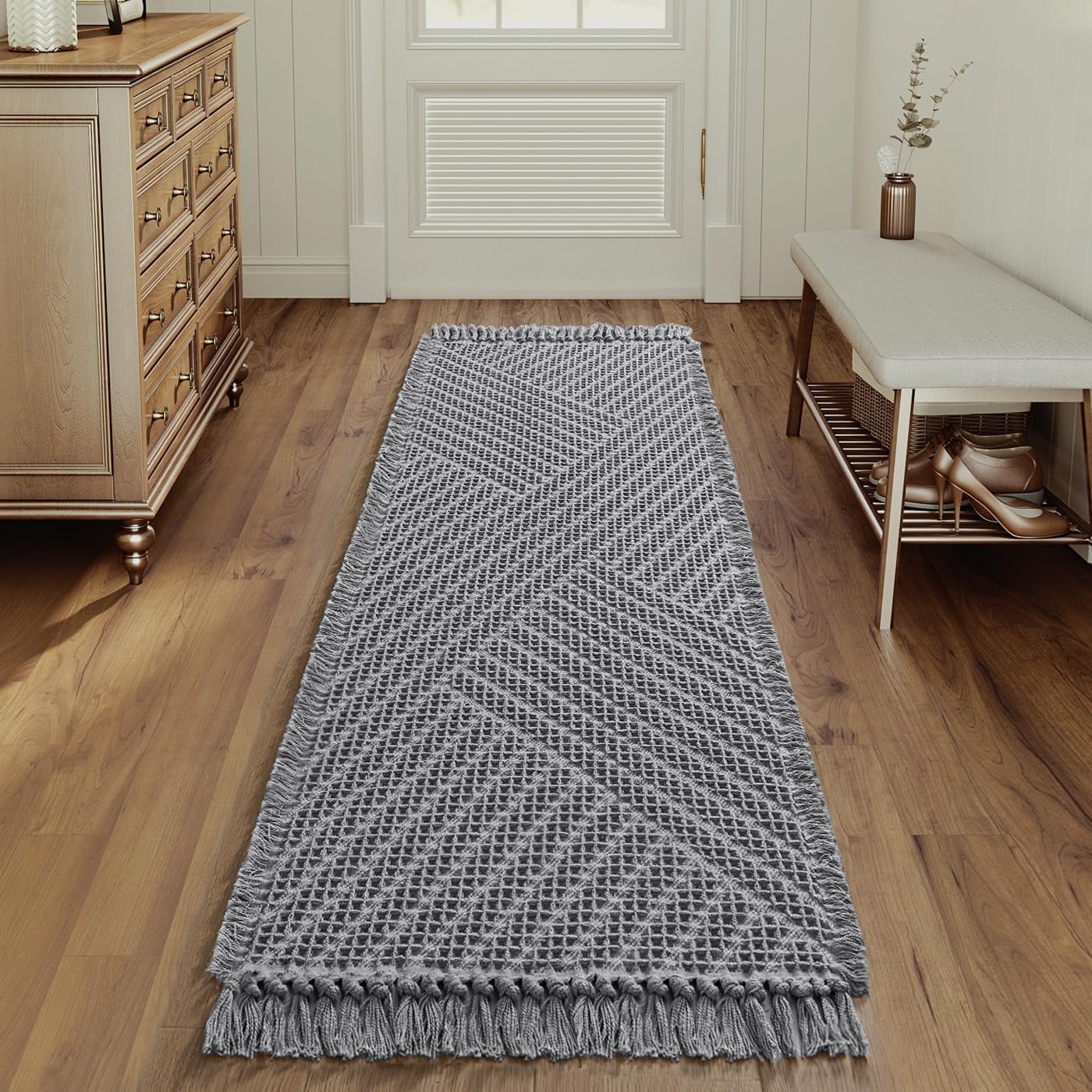 H.VERSAILTEX Waffle Bath Runner Rug Super Absorbent Non Slip