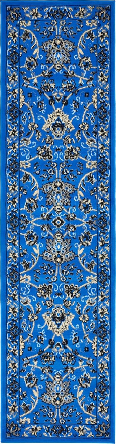 Unique Loom Sialk Hill Collection Area Rug Runner in Dark Blue