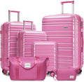 LARVENDER 6 Piece Hardside Expandable Luggage Set - Glossy Berry