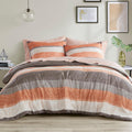 Madison Park Jaxon Queen Comforter Set - Modern Coral and Grey Stripe