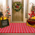 Christmas Red Green White Plaid Rug 4ft x 6ft - Festive Porch Layering