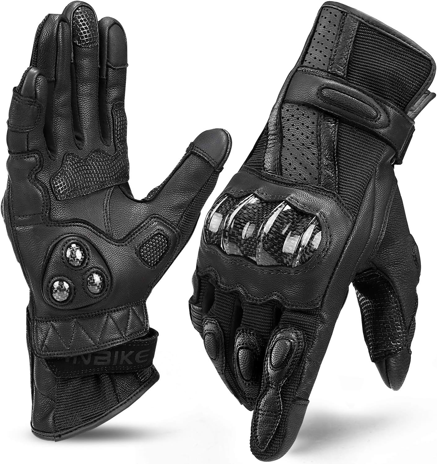 INBIKE Leather Motorcycle Gloves with Carbon Fiber Protection