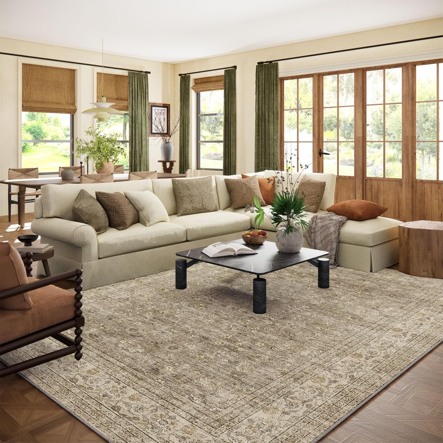 Machine Washable Area Rugs for Living Room: Vintage 8x10 Design