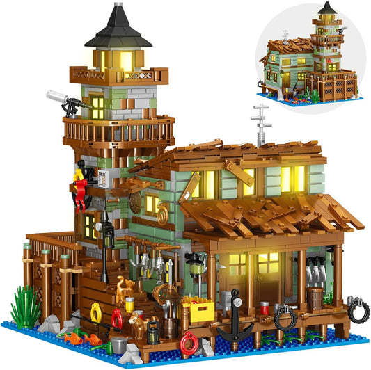 Fishing Village Store House Building Set with LED Light - 1881 PCS