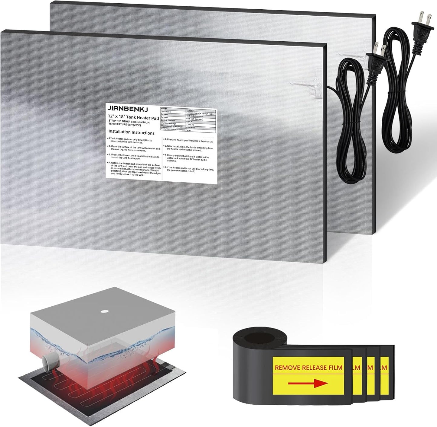 RV Tank Heater Pad 120V for Winter Protection of Water Tanks