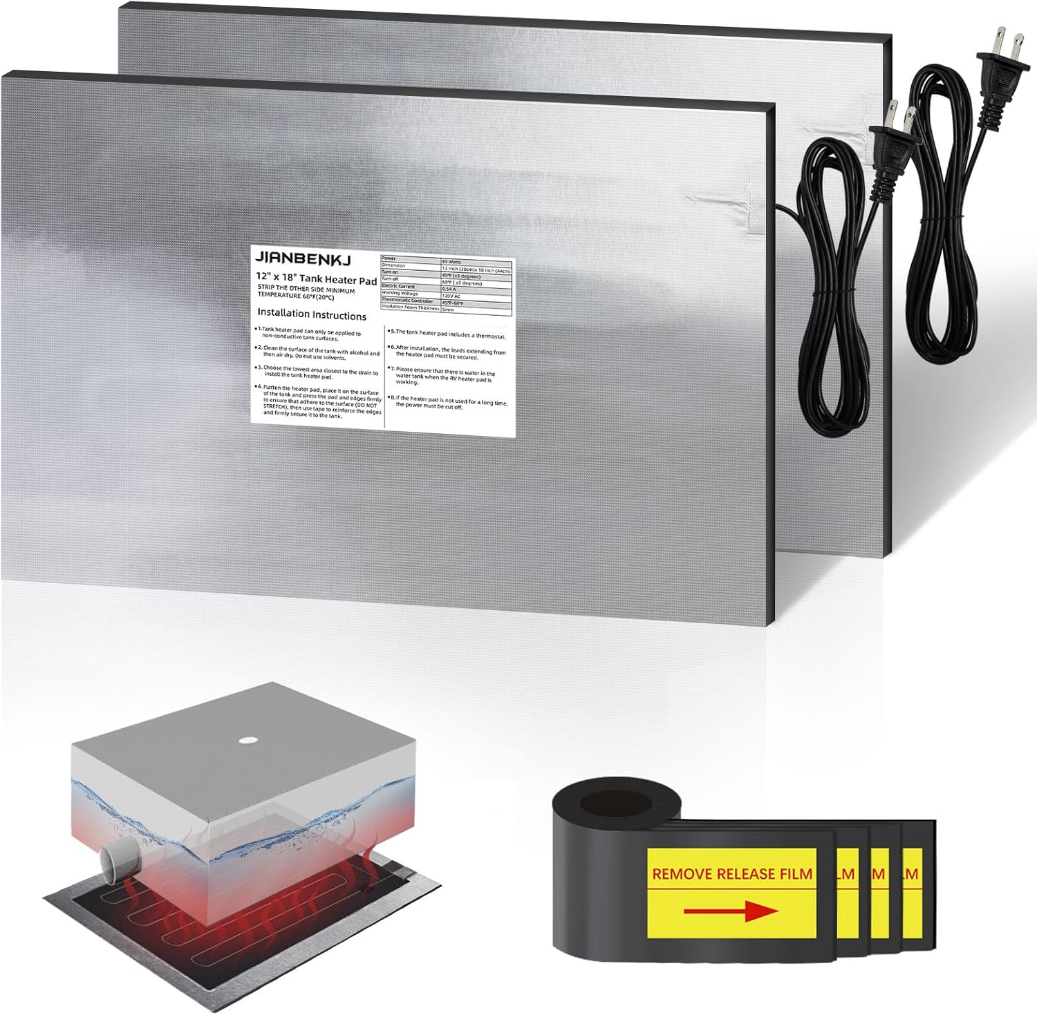 RV Tank Heater Pad 120V for Winter Protection of Water Tanks