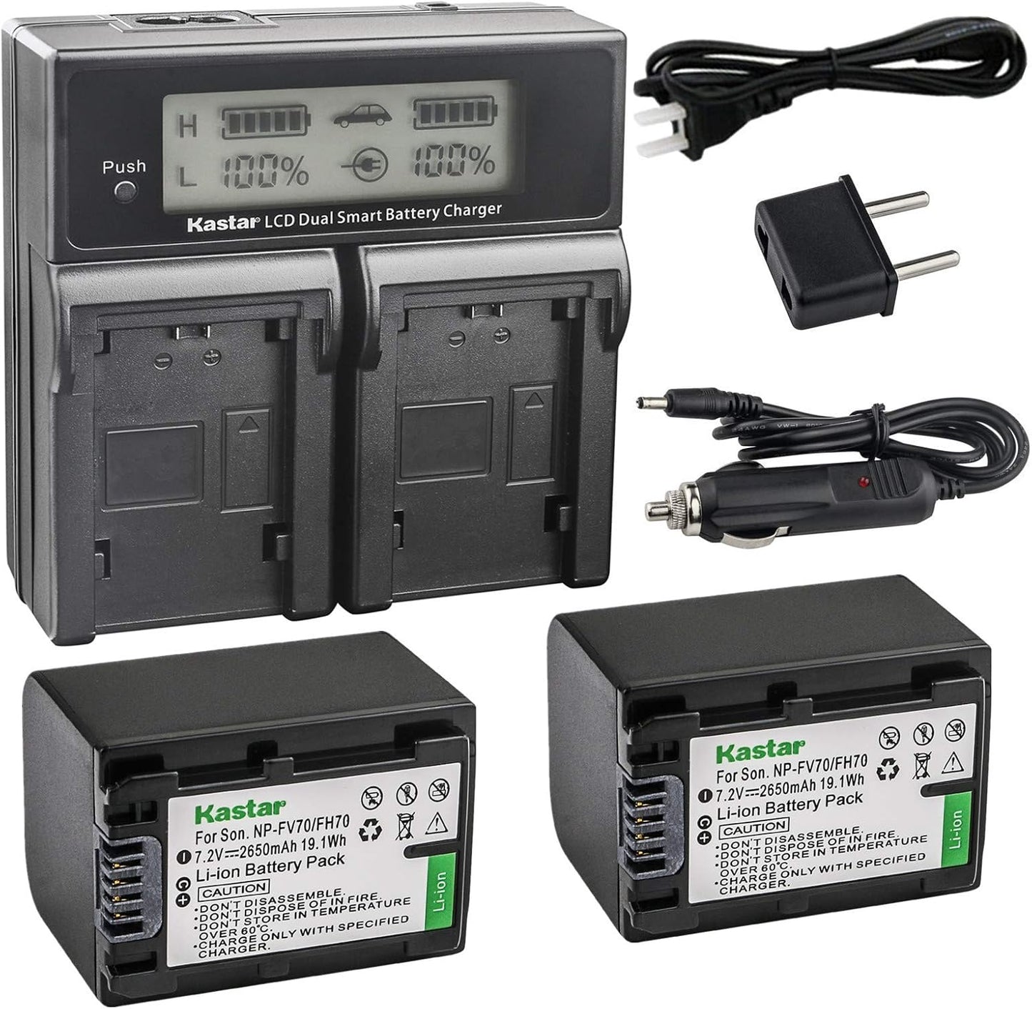 Kastar Dual Fast Charger & 2X Battery Replacement for Sony Cameras