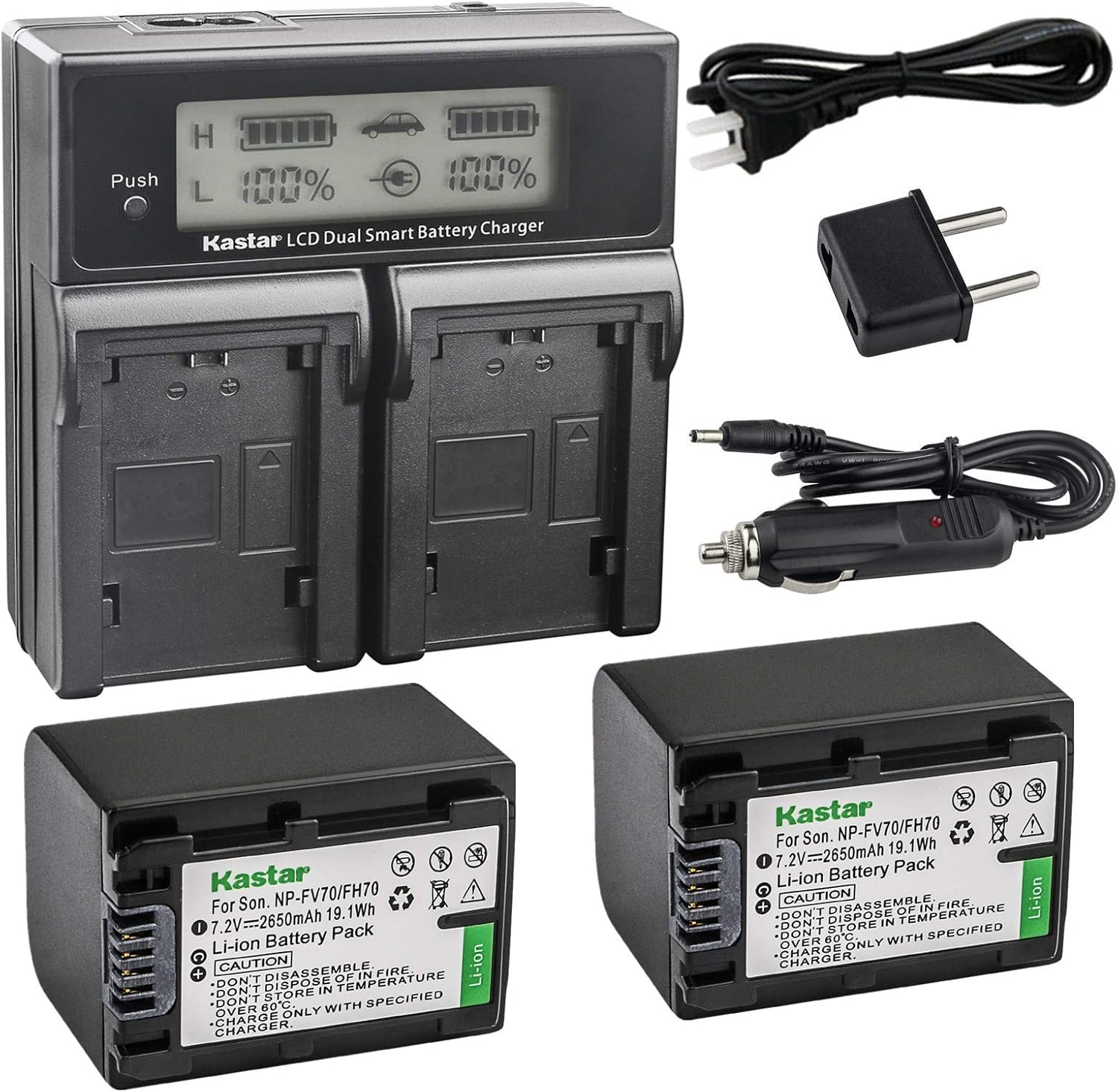 Kastar Dual Fast Charger & 2X Battery Replacement for Sony Cameras