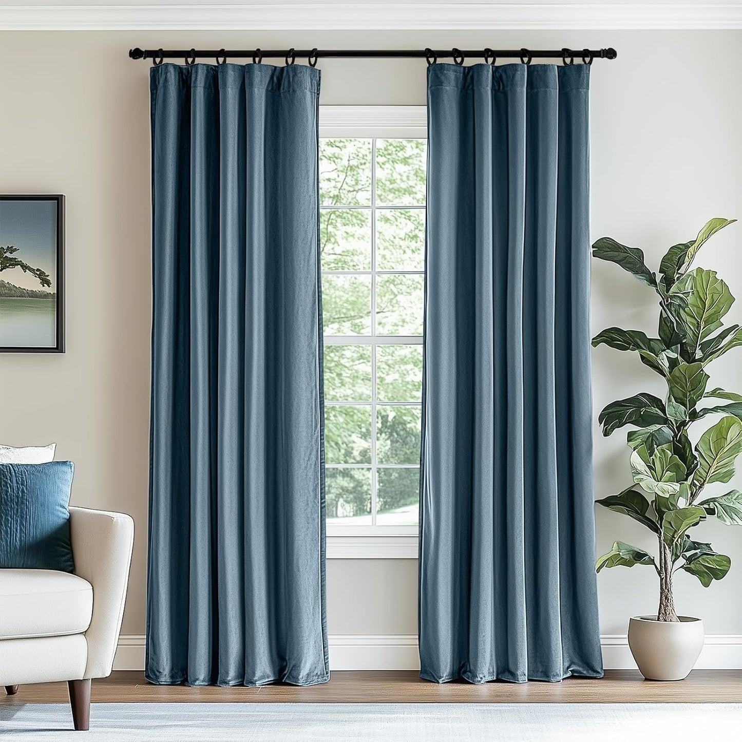 Dark Slate Velvet Blackout Curtain - Enhance Privacy & Style