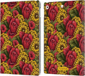 Frida Kahlo Red Floral Leather Wallet Case for iPad Protection