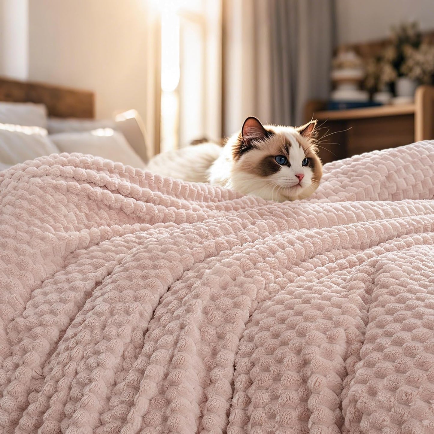 PHF Ultra Soft Flannel Fleece Blanket Queen Size for Cozy Comfort