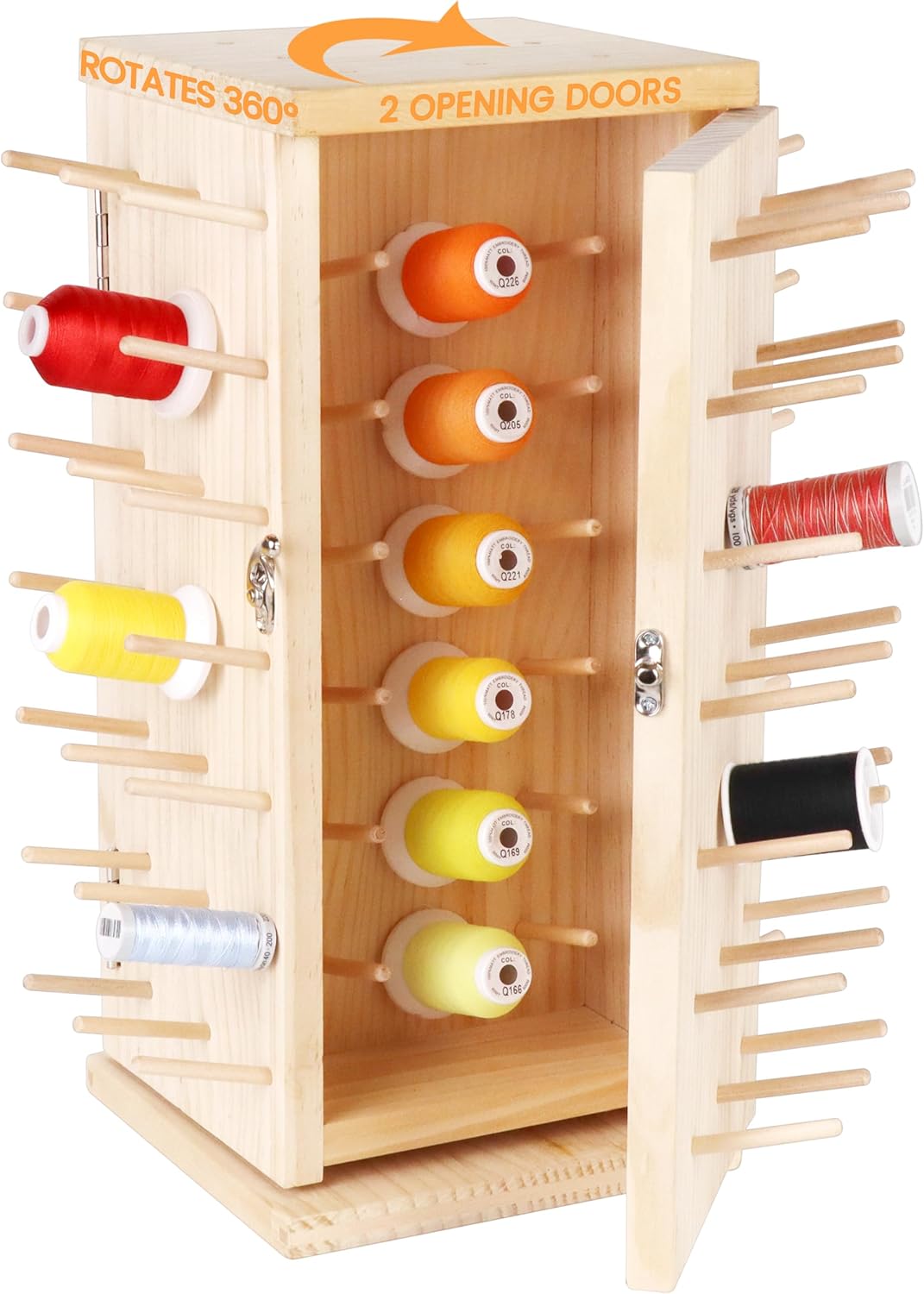 New brothread 129 Spools Rotating Wooden Thread Rack Organizer