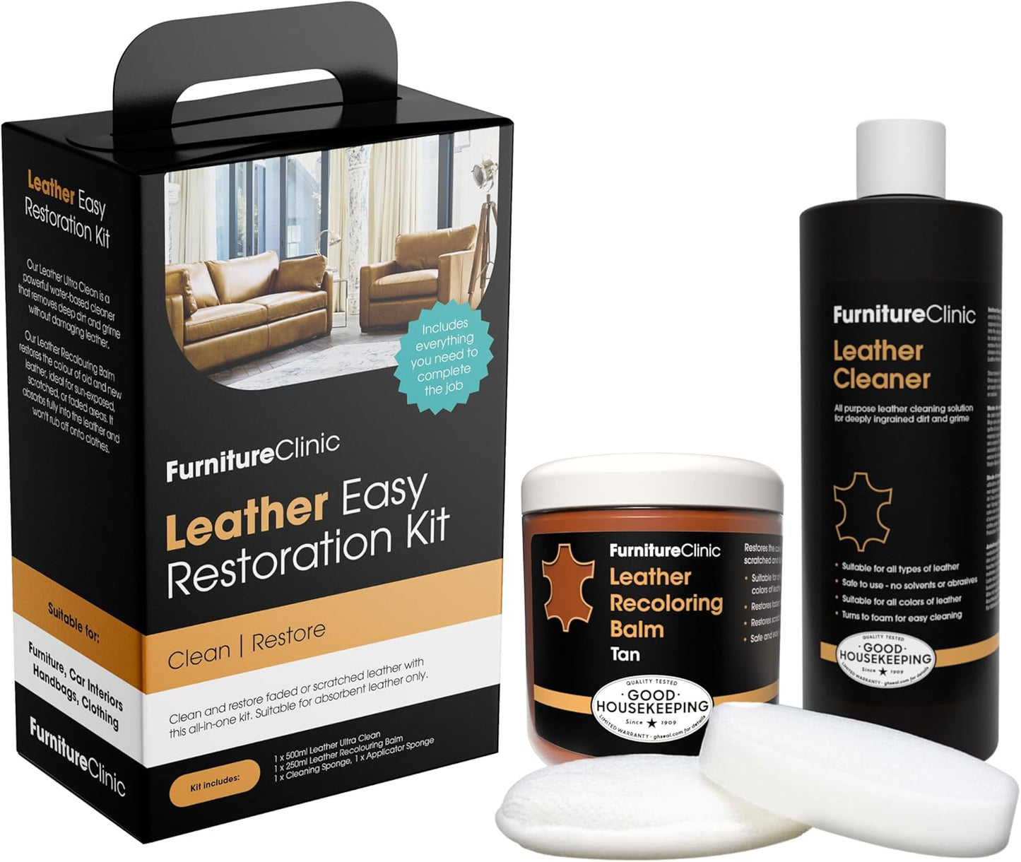 Leather Easy Restoration Kit for Scratched and Faded Furniture