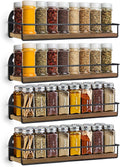 Wall Mount Spice Rack 4-Pack Rustic Hanging Organizer - Space Saving