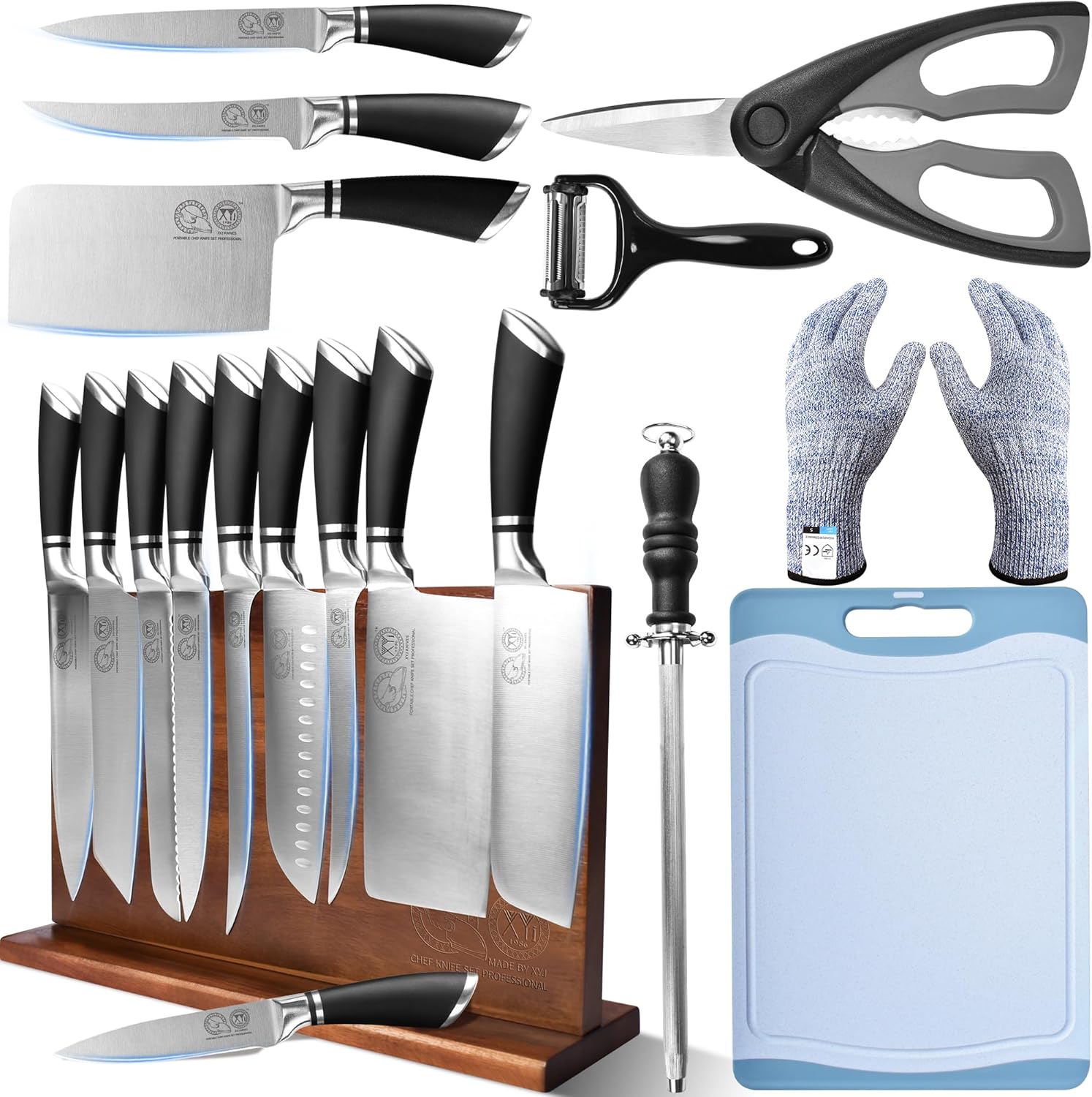 XYJ Professional Knife Set for Master Chefs - 13 Pcs Included