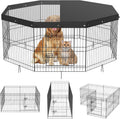 Foldable Metal Dog Exercise Pen 8-Panel 24in H - Portable Puppy