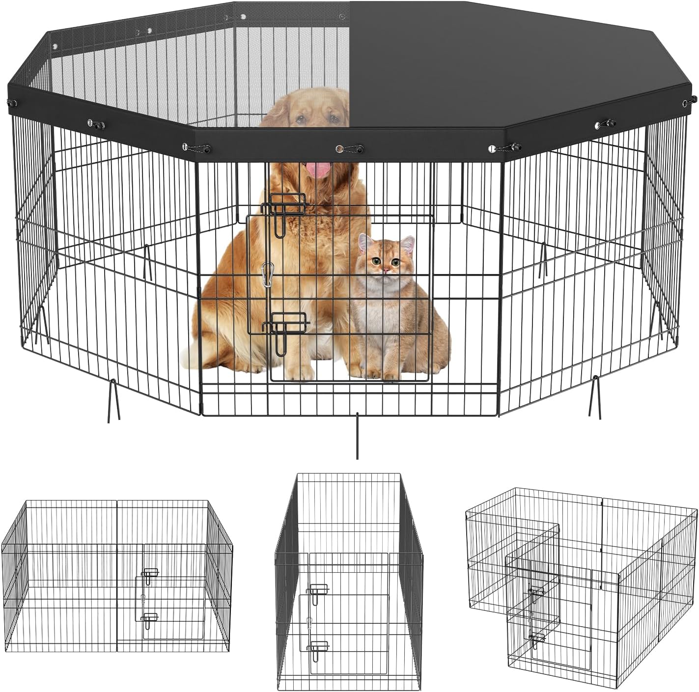 VEVOR Foldable Metal Dog Exercise Pen for Indoor Outdoor Use