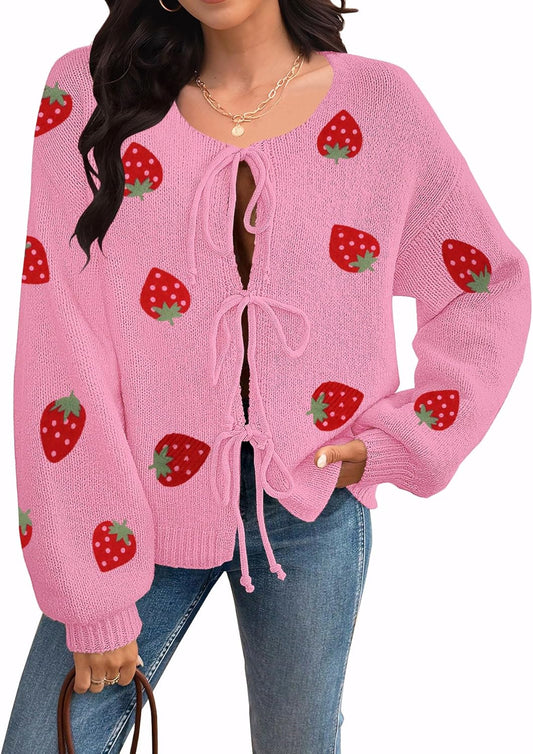 Women's Cardigan Sweaters with Bow Tie Design for Fall Fashion