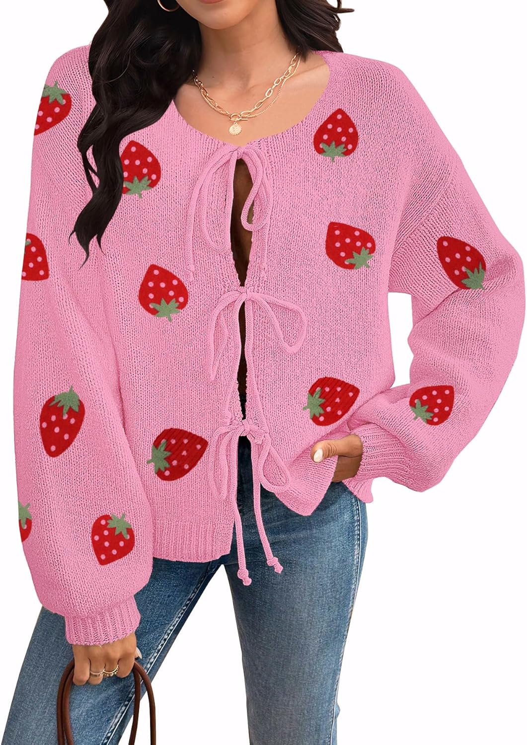 Women's Cardigan Sweaters with Bow Tie Design for Fall Fashion