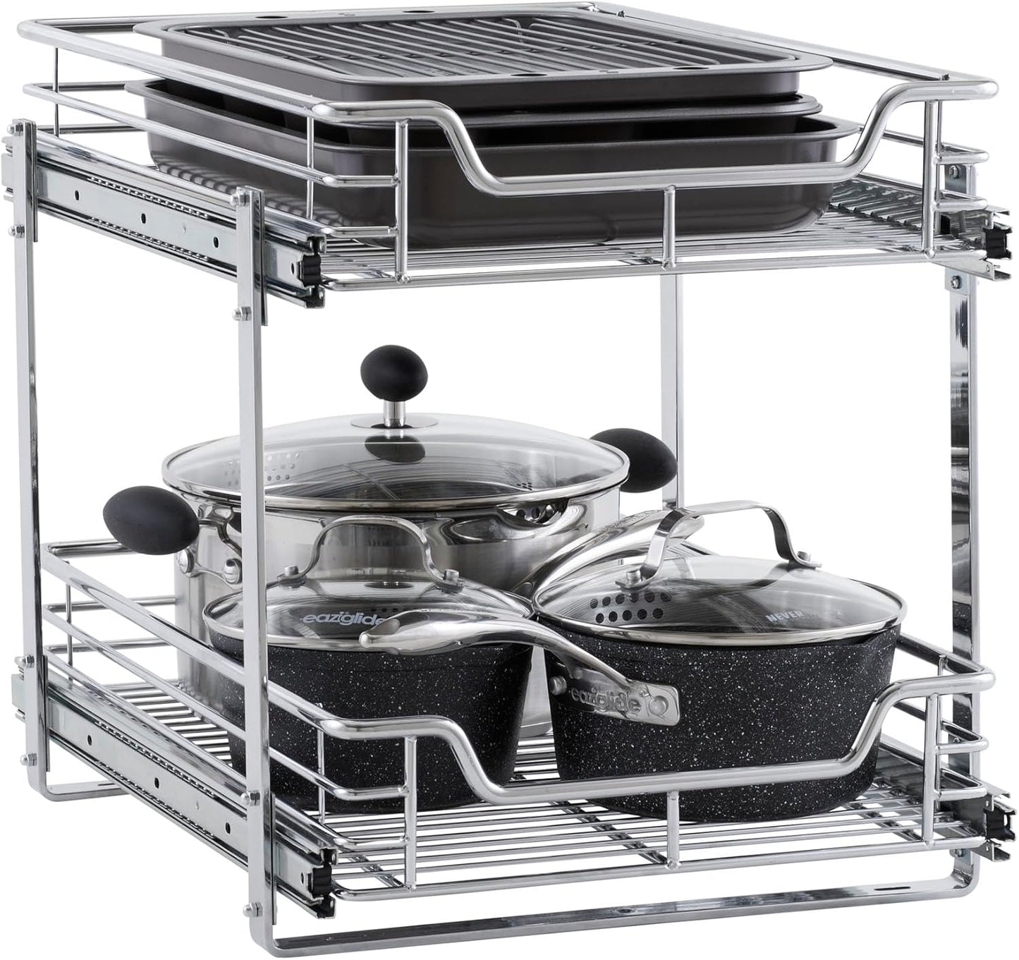 Multipurpose Chrome-Plated Steel Pull-Out Basket Organizer