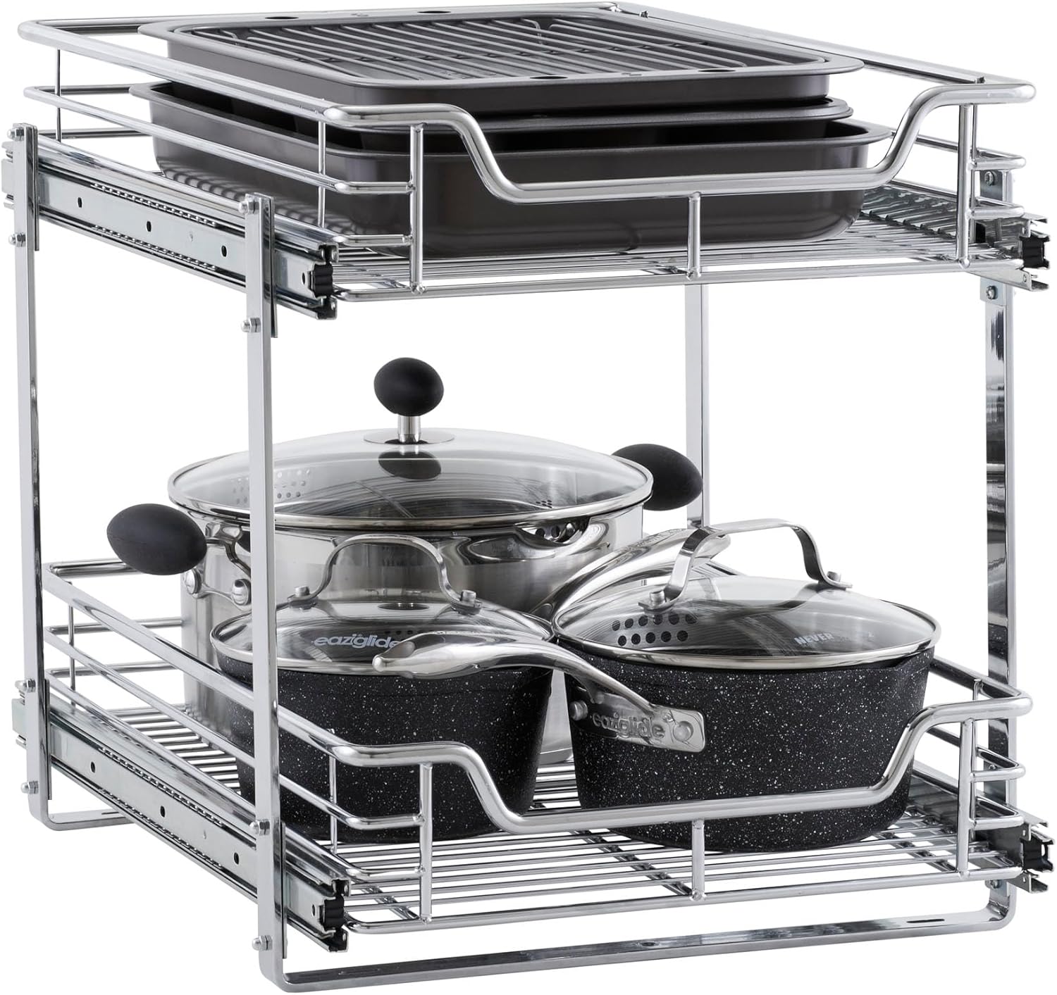 Multipurpose Chrome-Plated Steel Pull-Out Basket Organizer