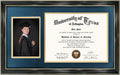 Diploma and Photo Frame 11x19 Black with Navy Blue over Gold Mat