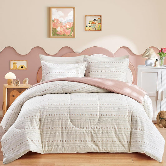 Joyreap Floral Cotton Comforter Set for Girls, Cozy Boho Design