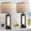 Modern Table Lamps Set of 2 with USB Ports for Living Room