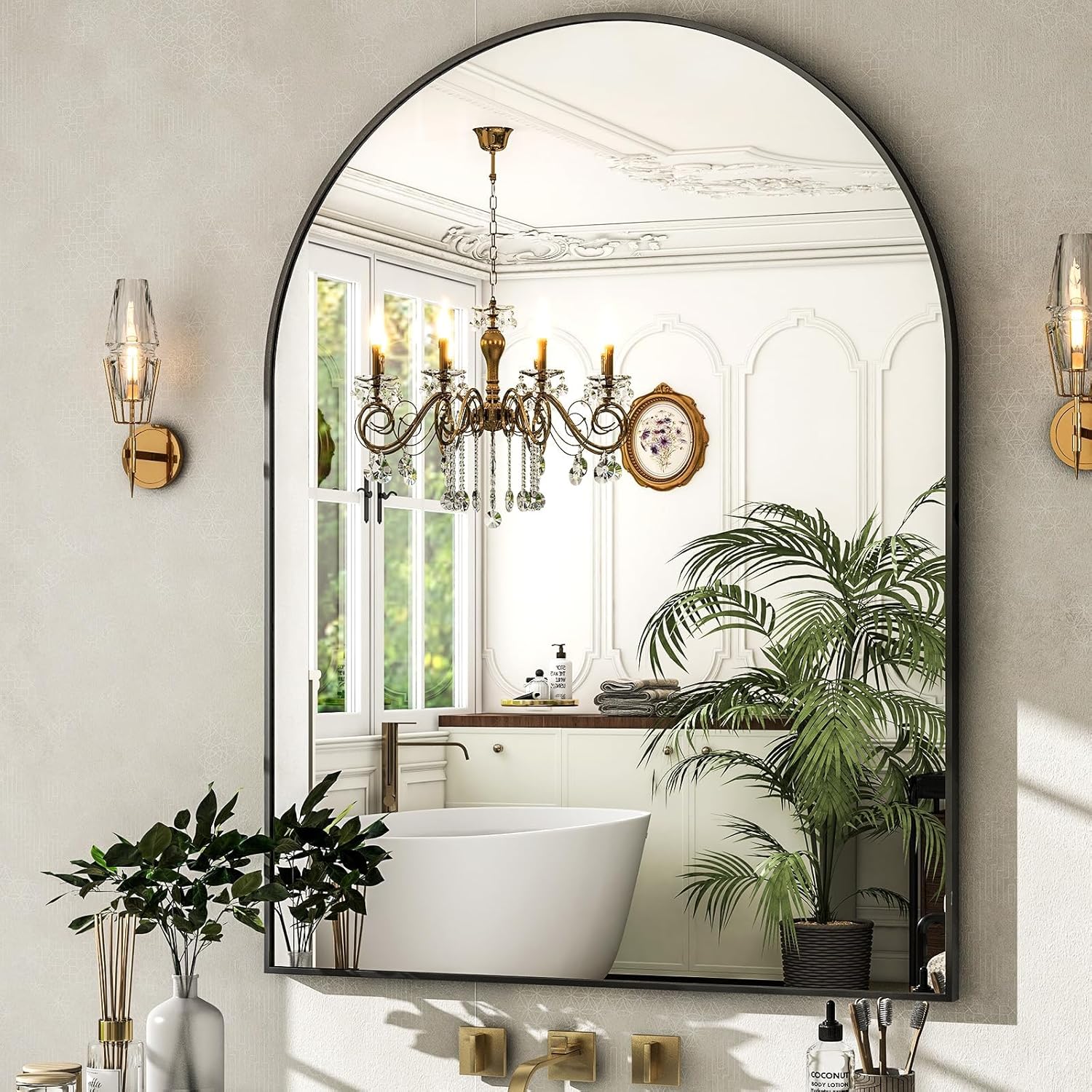 Elegant Arched Wall Mirror for Bathroom and Bedroom Decor