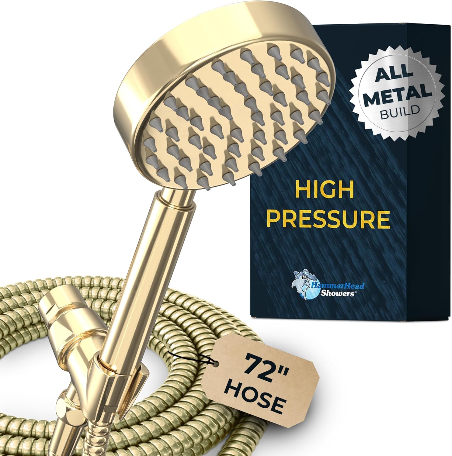 High Pressure Handheld Shower Head with Flexible Hose and Holder